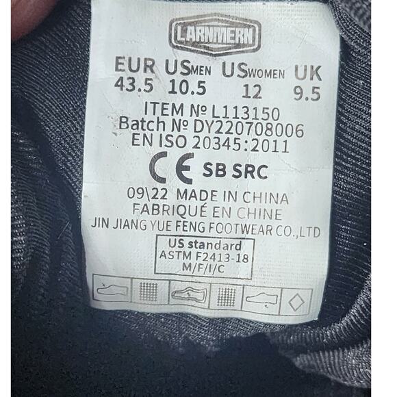Larnmern Steel Toe Work Shoes Mens 10.5 Womens 12 Safety Sneakers ASTM F2413 - Picture 2 of 16